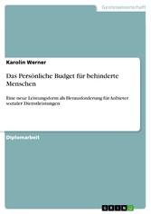 Das Persönliche Budget für behinderte Menschen - Eine neue Leistungsform als Herausforderung für Anbieter sozialer Dienstleistungen